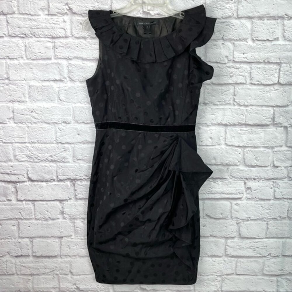 Marc by Marc Jacobs Black Polka Dot Bodycon Frill Dress Size 6
